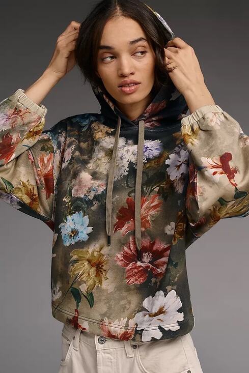 Anthropologie Sweaters - Anthropologie Pilcro Floral Hoodie Sweater Women's Size 2X